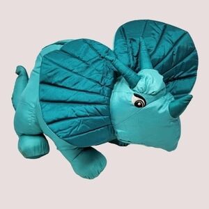 VINTAGE 1987 POTPOURRI PRESS Aqua Teal Triceratops Stuffed Dino Plush Rare